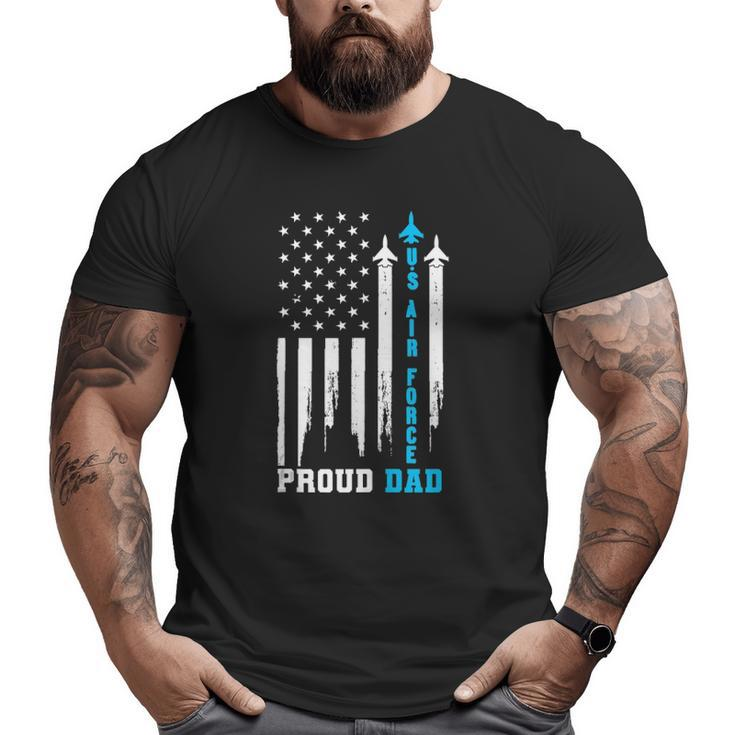 Proud Us Air Force Dad Rocket America Flag Father's Day Big and Tall Men T-shirt