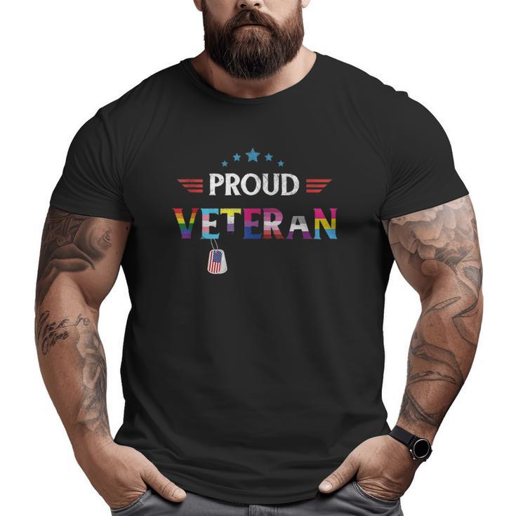 Proud Veteran Lgbtq Rainbow Flag Gay Pride Trans Us Army Big and Tall Men T-shirt