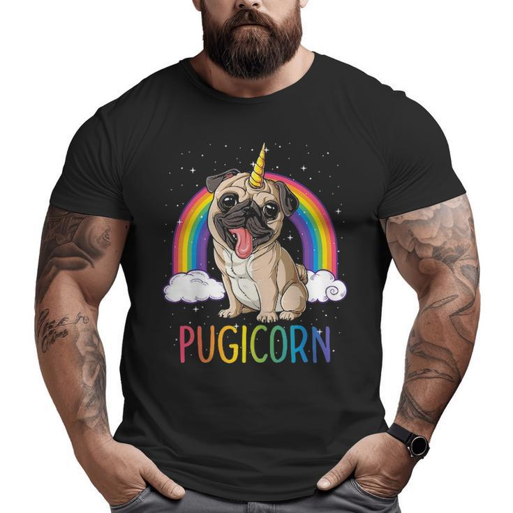Pugicorn Pug Unicorn Girls Kids Space Galaxy Rainbow Big and Tall Men T-shirt