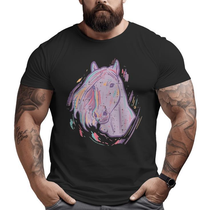 Purple Horse Painting Animal Art Equestrian Big and Tall Men T-shirt