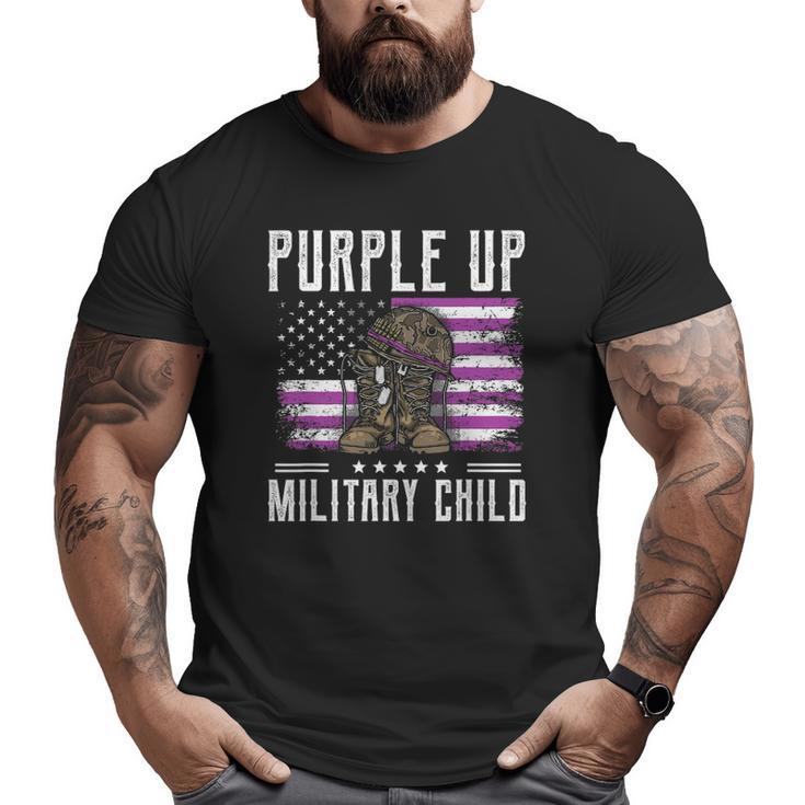 I Purple Up Month Of Military Child Kids Boots Us Flag Big and Tall Men T-shirt