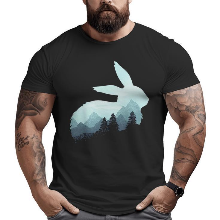 Rabbit Bunny Hare Double Exposure Surreal Wildlife Animal Pullover Big and Tall Men T-shirt