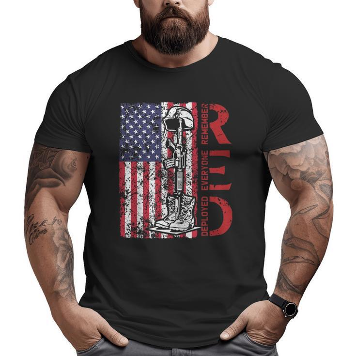 Red Friday Military Remember Everyone Deployed Us Army Retro Big and Tall Men T-shirt
