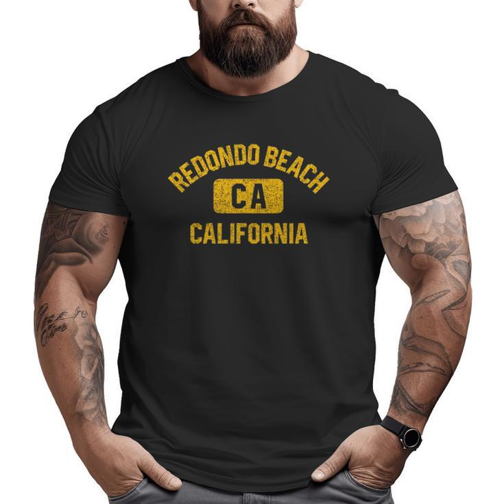 Redondo Beach Ca California Gym Style Distressed Amber Print Big and Tall Men T-shirt