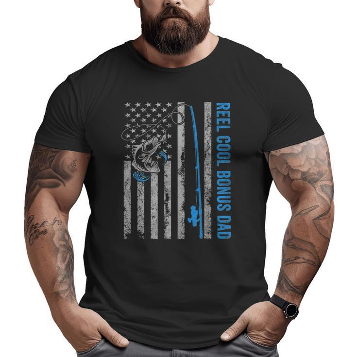 Reel Cool Bonus Dad Father's Day American Flag Fishing Big and Tall Men T-shirt