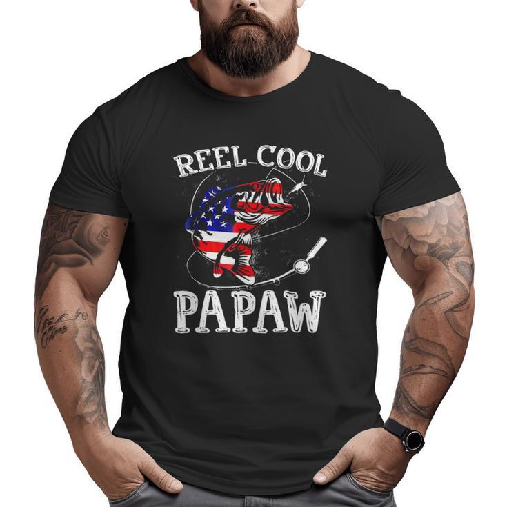 Reel Cool Papawfunny 4Th July Usa Flag Fishing Big and Tall Men T-shirt