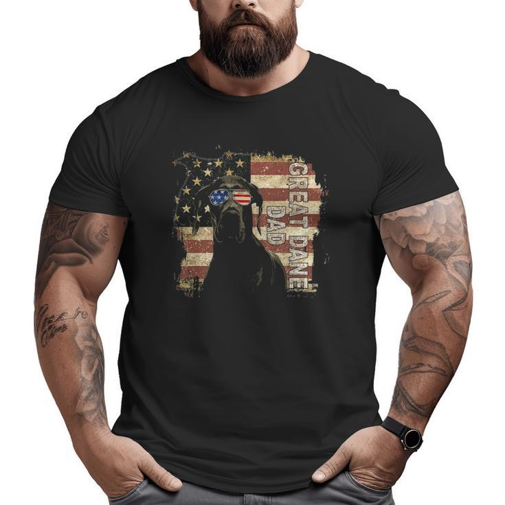 Retro Best Great Dane Dad Ever American Flag 4Th Of July Big and Tall Men T-shirt