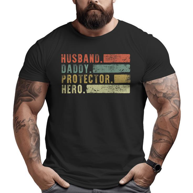 Retro Husband Daddy Protector Hero Fathers Day Dad Big and Tall Men T-shirt