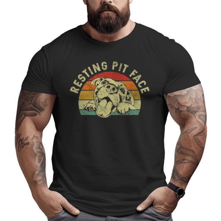 Retro Vintage Resting Pit Face Pitbull Dog Lovers Big and Tall Men T-shirt