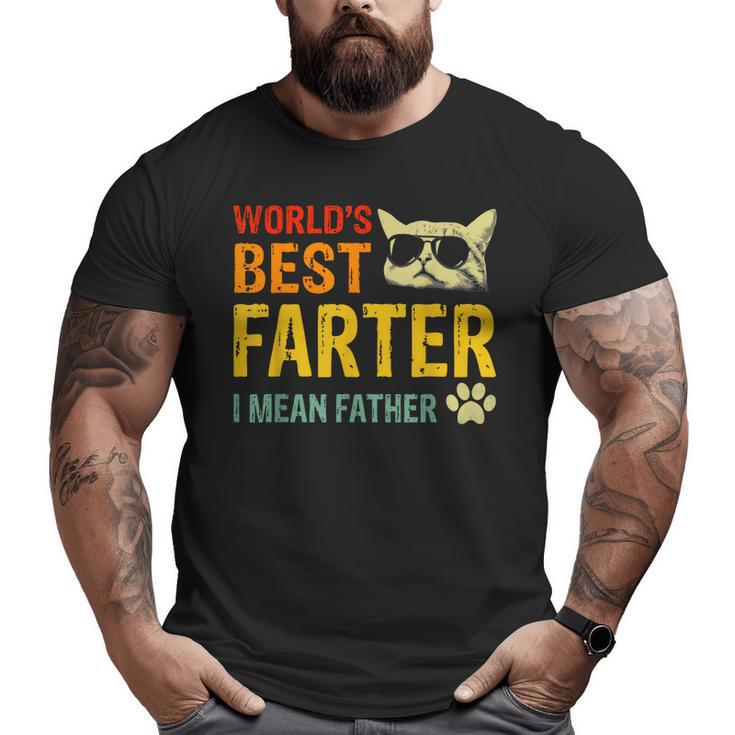 Retro Worlds Best Farter I Mean Father Best Cat Dad Ever Big and Tall Men T-shirt