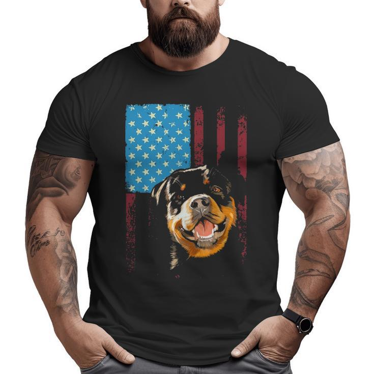 Rottweiler Usa American Flag  Patriotic Dog Rottweiler Big and Tall Men T-shirt