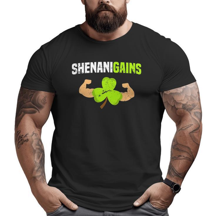 Shenanigains St Patrick's Day Workout Gym Gains Lift Big and Tall Men T-shirt
