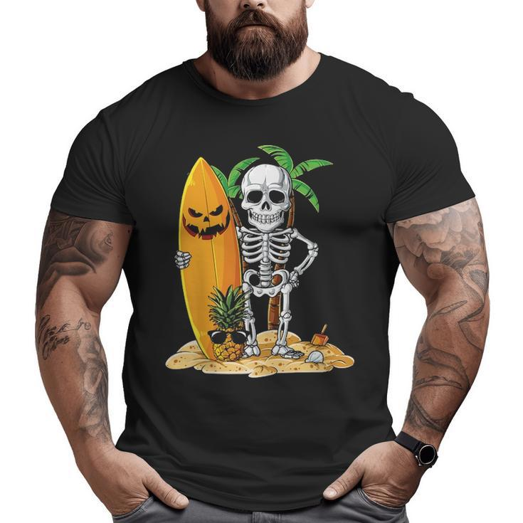 Skeleton Surfing Halloween Hawaii Hawaiian Surfer Big and Tall Men T-shirt