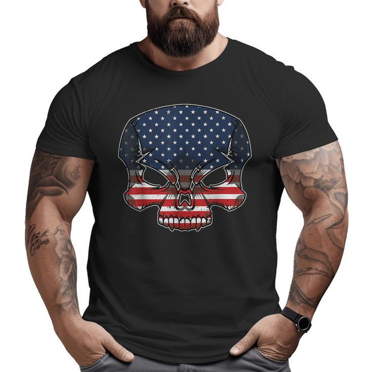 Skull American Flag 4Th Of July Cool Skeleton Patriotic Patriotic  Big and Tall Men T-shirt