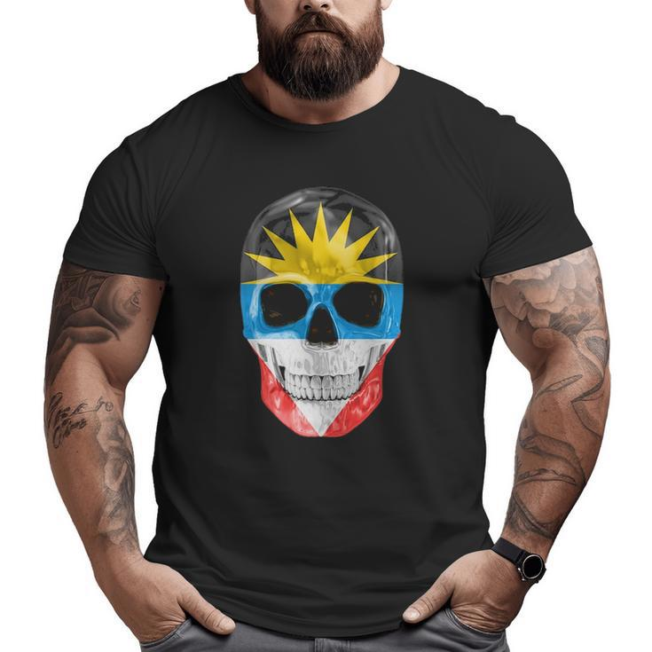 Skull Flag Of Antigua And Barbuda Big and Tall Men T-shirt