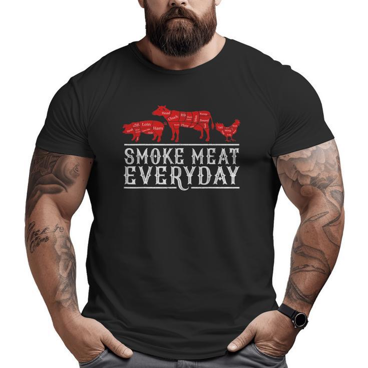 Smoke Meat Everyday Barbecue Grilling Bbq Smoker Dad Big and Tall Men T-shirt