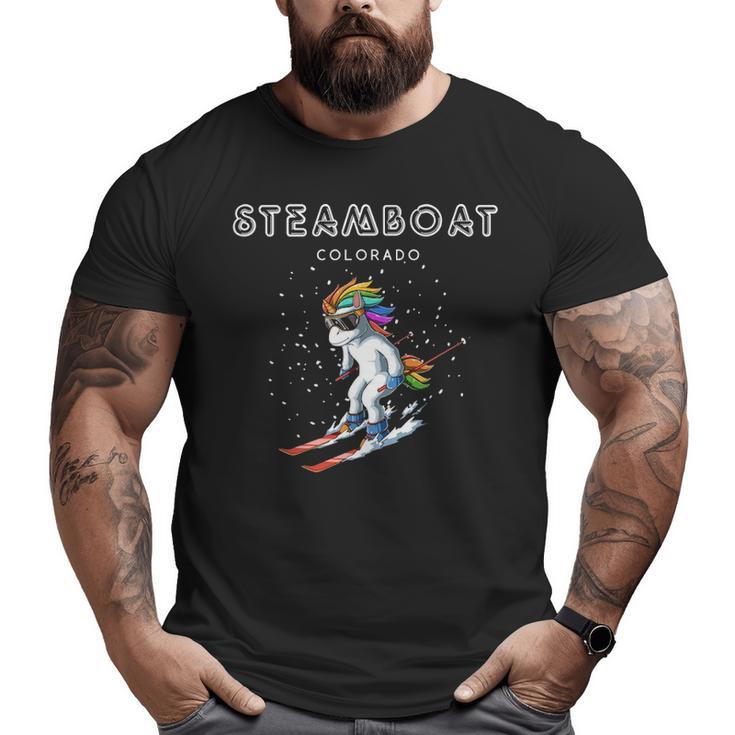 Steamboat Colorado  Unicorn Usa Ski Resort 80S Retro Pullover Big and Tall Men T-shirt