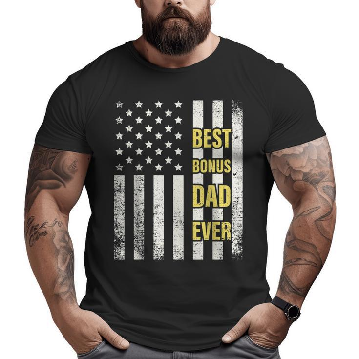 Step Dad For Best Bonus Dad Ever American Flag Father's Big and Tall Men T-shirt