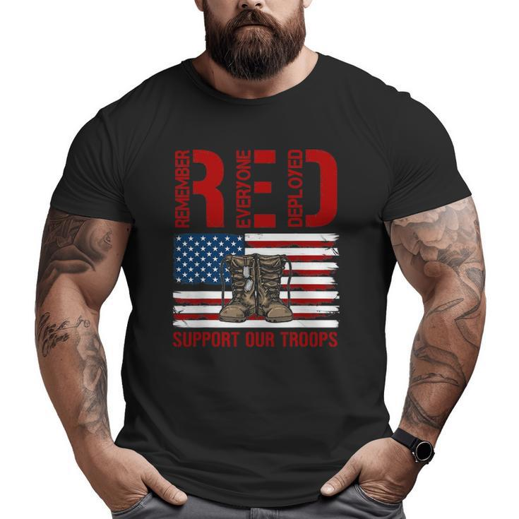 Support Our Troops Soldier Veteran Red Friday Military Big and Tall Men T-shirt