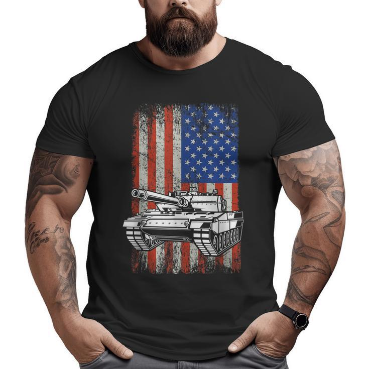 Tank American Flag Veteran Military  Big and Tall Men T-shirt