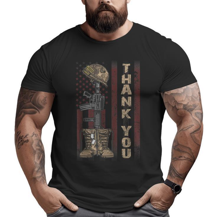 Thank You Army Soldiers Military Navy July 4Th Veterans  Big and Tall Men T-shirt