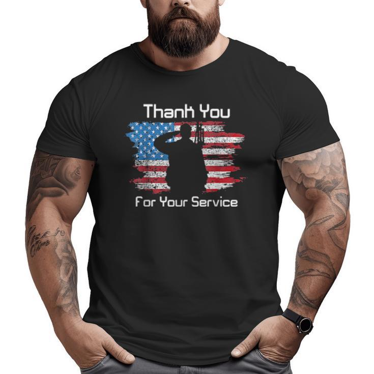 Thank You For Your Service Camouflage Usa Flag Veterans Day Big and Tall Men T-shirt