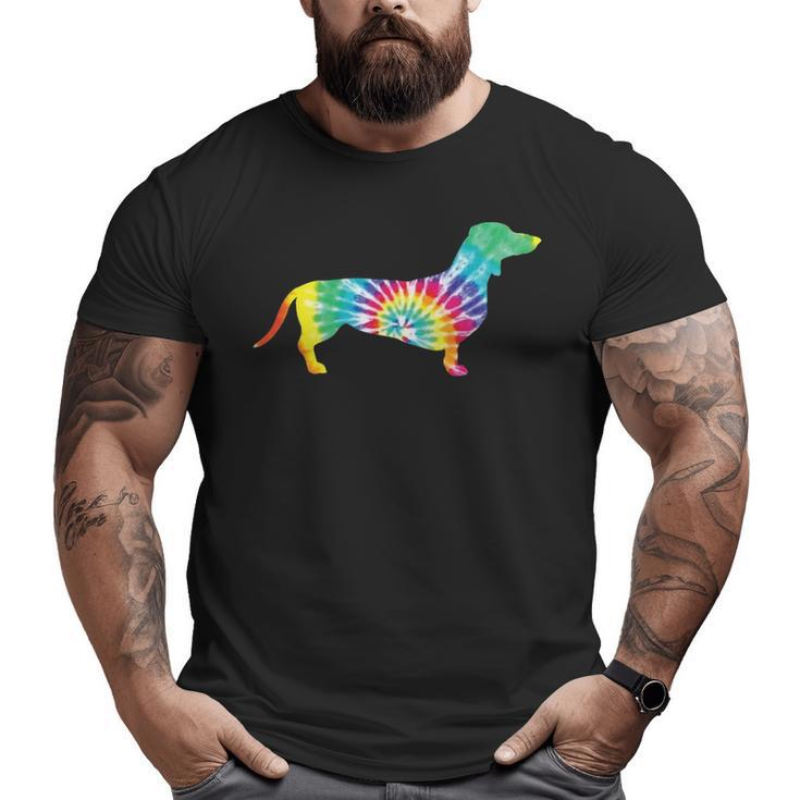 Tie Dye Dog Hippie Dachshund Retro Big and Tall Men T-shirt
