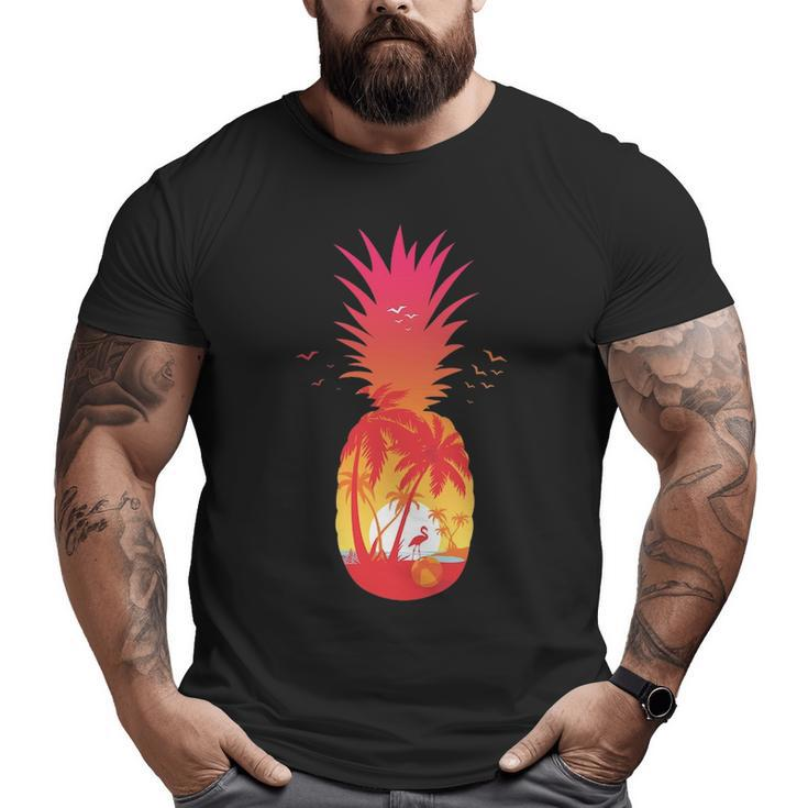 A Tropical Beach A Sunset Relax And Pineapples Big and Tall Men T-shirt