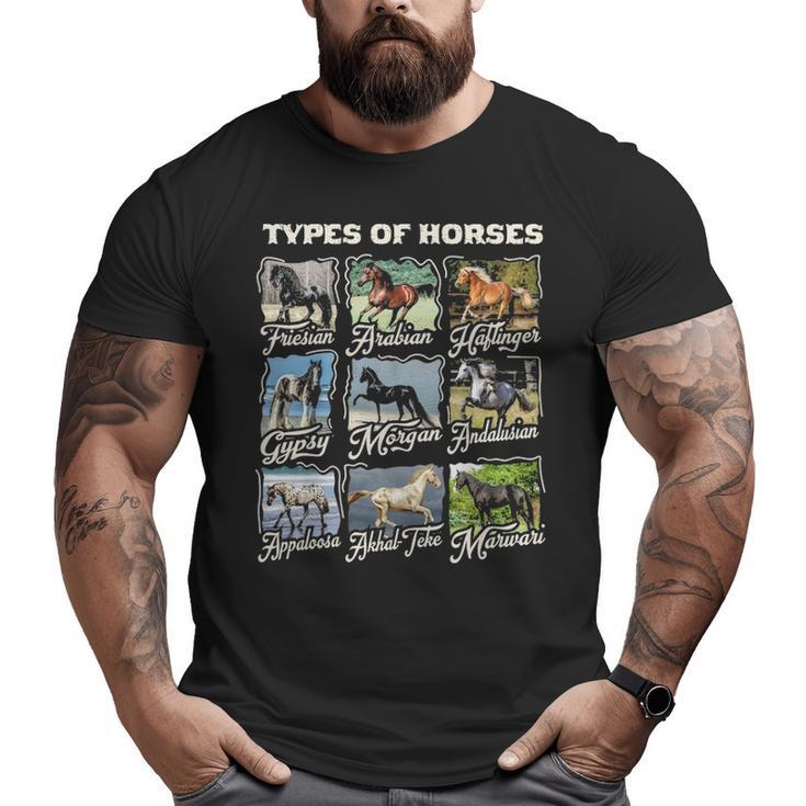 Types Of Horses Lover Cute Riding Girl Boyn Horse Big and Tall Men T-shirt