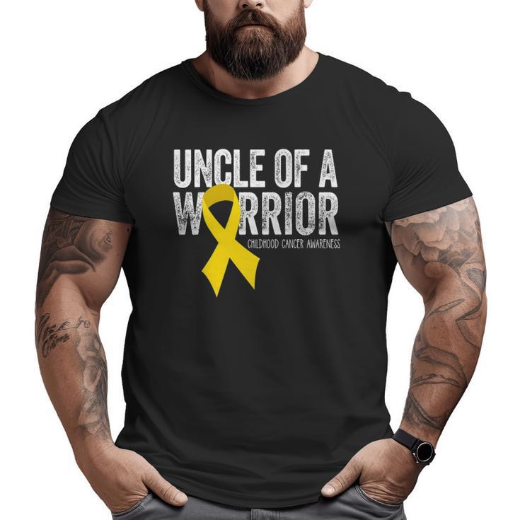 Uncle Of A Warrior Childhood Cancer Dad Ribbon Big and Tall Men T-shirt