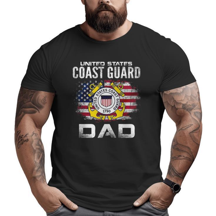 United States Coast Guard Dad With American Flag Big and Tall Men T-shirt
