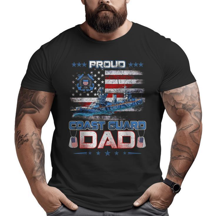 Us Coast Guard Dad Uscg American Flag Vintage  For Dad Big and Tall Men T-shirt