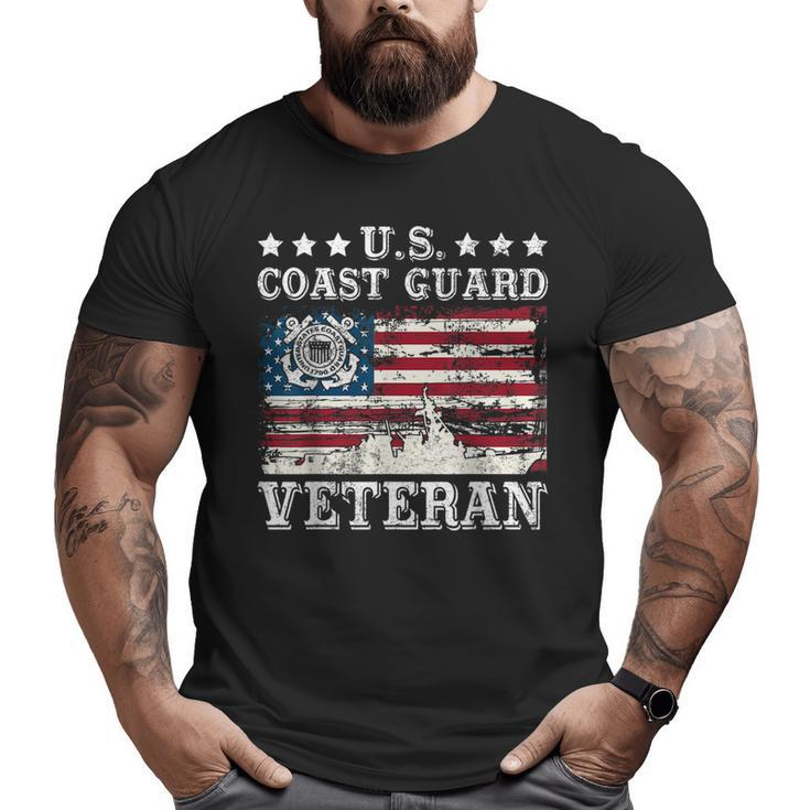 Us Coast Guard Veteran American Flag Uscg Veteran  Big and Tall Men T-shirt