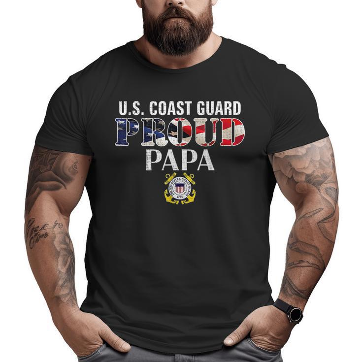 Us Proud Coast Guard Papa With American Flag Veteran Day Veteran  Big and Tall Men T-shirt