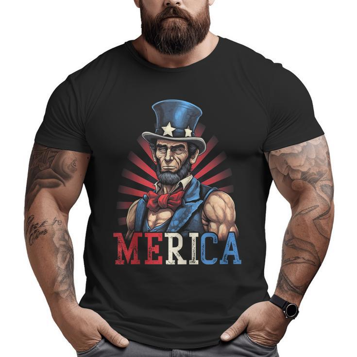 Usa 4Th Of July Abraham Lincoln Workout Muscles Big and Tall Men T-shirt