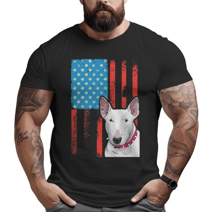 Usa American Flag  Patriotic Dog Bull Terrier Big and Tall Men T-shirt