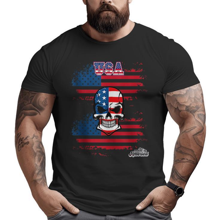 Usa American Flag Skull 4Th Of July Made In America Big and Tall Men T-shirt