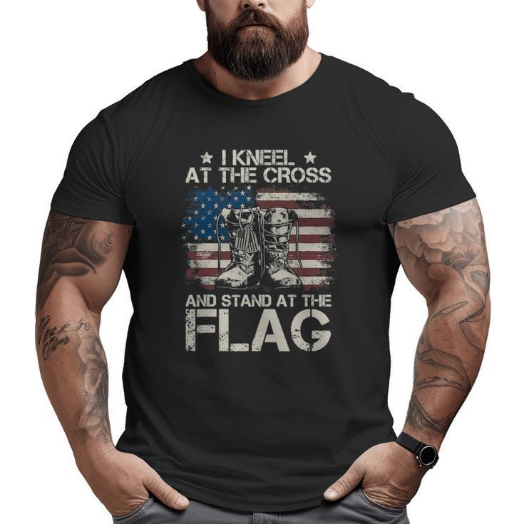 Usa Combat Boots I Kneel At The Cross And Stand At The Flag Big and Tall Men T-shirt
