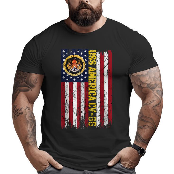 Uss America Cv66 Aircraft Carrier Veteran Day American Flag Big and Tall Men T-shirt