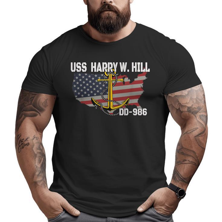 Uss Harry W Hill Dd-986 Warship Veterans Day Father Grandpa Big and Tall Men T-shirt