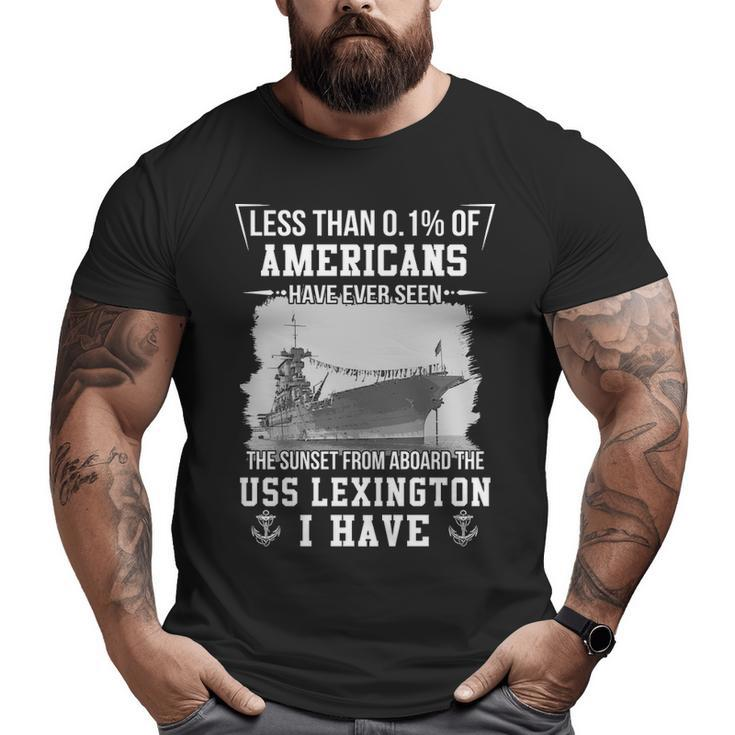 Uss Lexington Cv 2 Sunset Big and Tall Men T-shirt