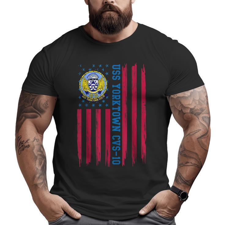 Uss Yorktown Cvs10 Usa Flag Aircraft Carrier Veteran Xmas Big and Tall Men T-shirt