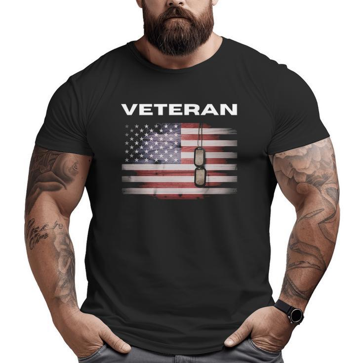 Veteran With American Flag & Dog Tags Big and Tall Men T-shirt