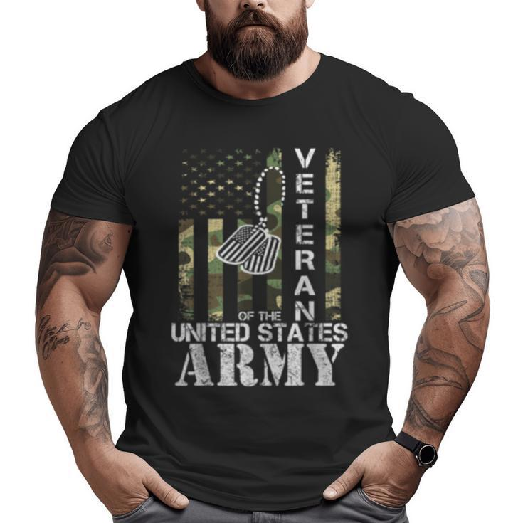 Veteran Of The United States Army American Flag Camo Big and Tall Men T-shirt