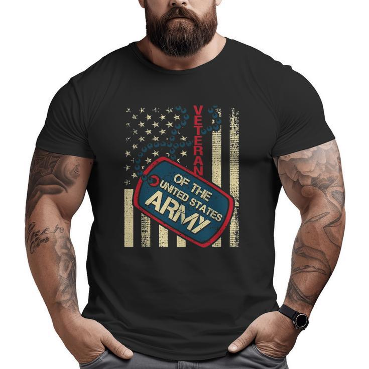 Veteran Of The United States Army Patriotic American Flag Big and Tall Men T-shirt