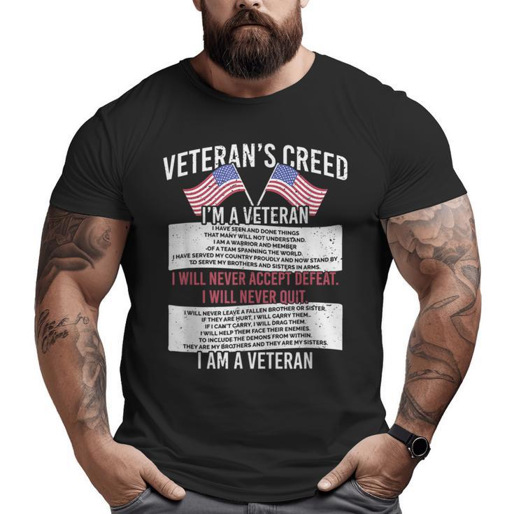 Veteran's Creed Patriot Grandpa Chirstian Vietnam War Big and Tall Men T-shirt