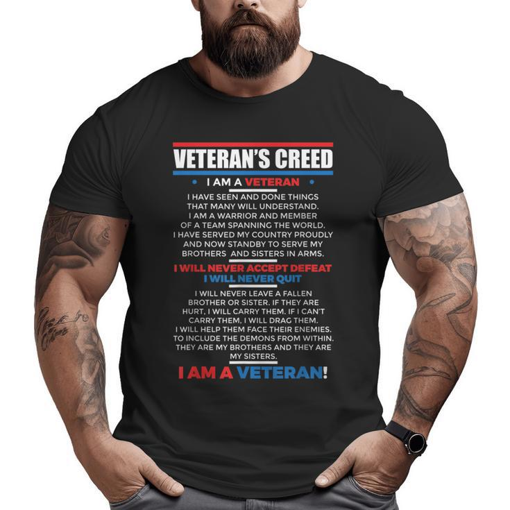 Veteran's Creed Patriot Usa Military Comrades America Big and Tall Men T-shirt