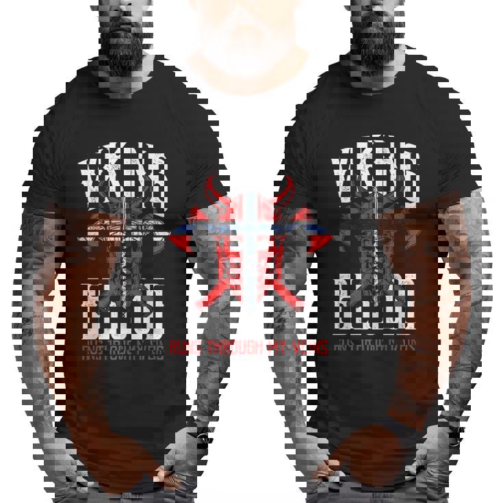 Viking Blood Skull Norwegian Flag Pride Norway Premium Big and Tall Men T-shirt