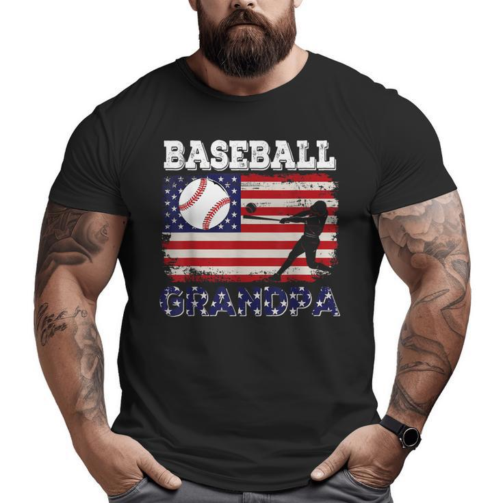 Vintage American Flag Baseball Grandpa Costume Player Coach Big and Tall Men T-shirt