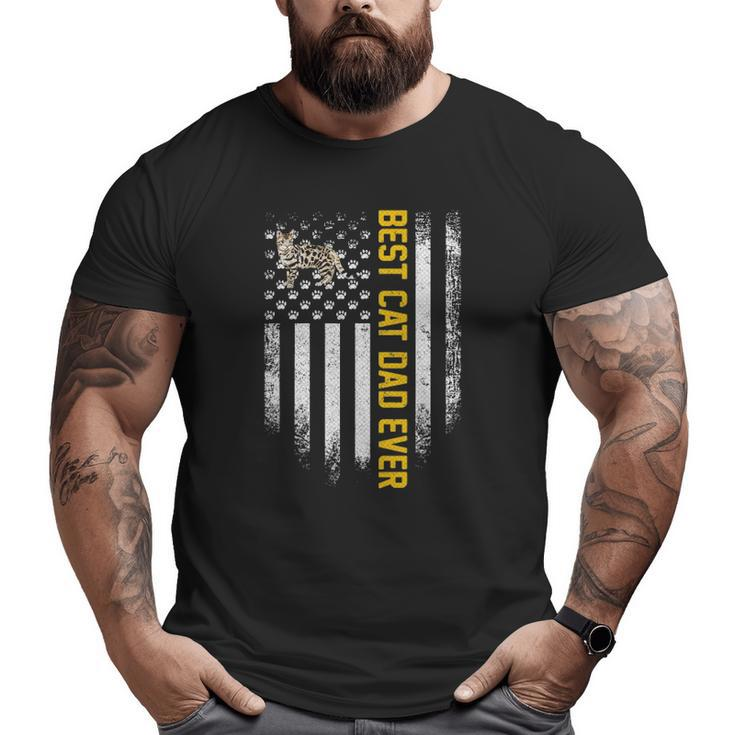 Vintage American Flag Best Bengal Cat Dad Ever Big and Tall Men T-shirt